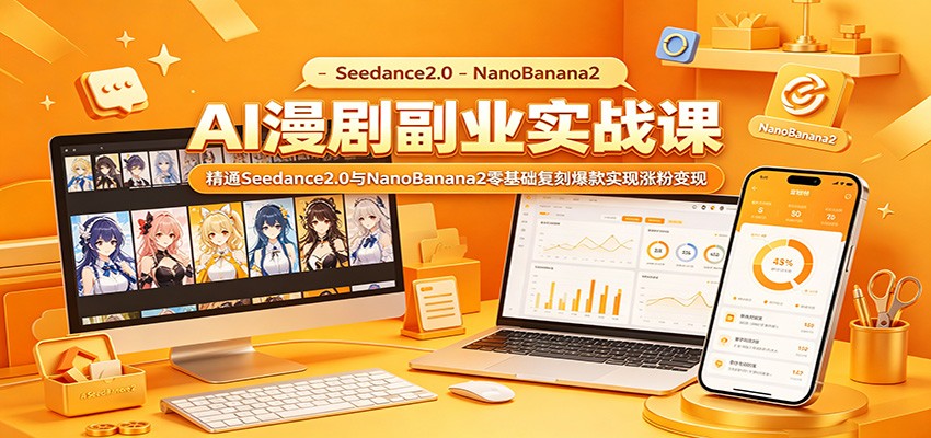 AI漫剧副业实战课:精通Seedance2.0与NanoBanana2零基础复刻爆款实现涨粉变现-钱途社