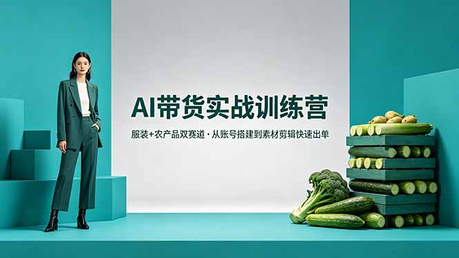 AI带货实战训练营，服装+农产品双赛道，从账号搭建到素材剪辑快速出单-钱途社
