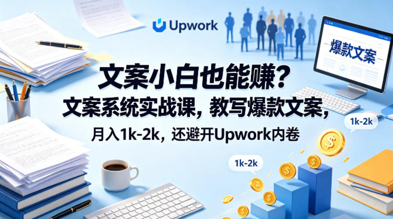 文案小白也能賺？文案系统实战课，教写爆款文案，月入1k-2k，还避开Upwork内卷【原创双语字幕】-钱途社