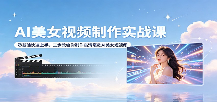 AI美女视频制作实战课：零基础快速上手，三步教会你制作高清爆款AI美女短视频-钱途社