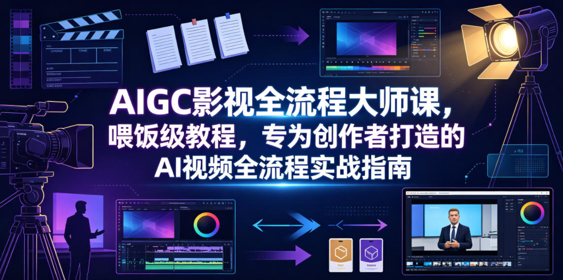 AIGC影视全流程大师课，喂饭级教程，专为创作者打造的AI视频全流程实战指南-钱途社