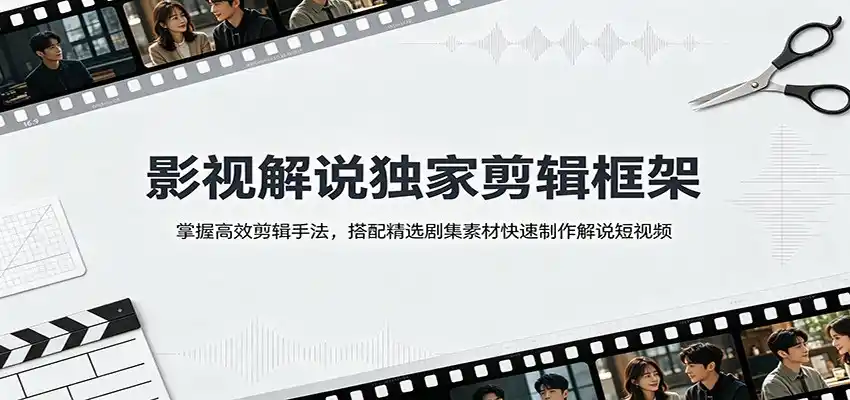 影视解说独家剪辑框架：掌握高效剪辑手法，搭配精选剧集素材快速制作解说短视频-钱途社