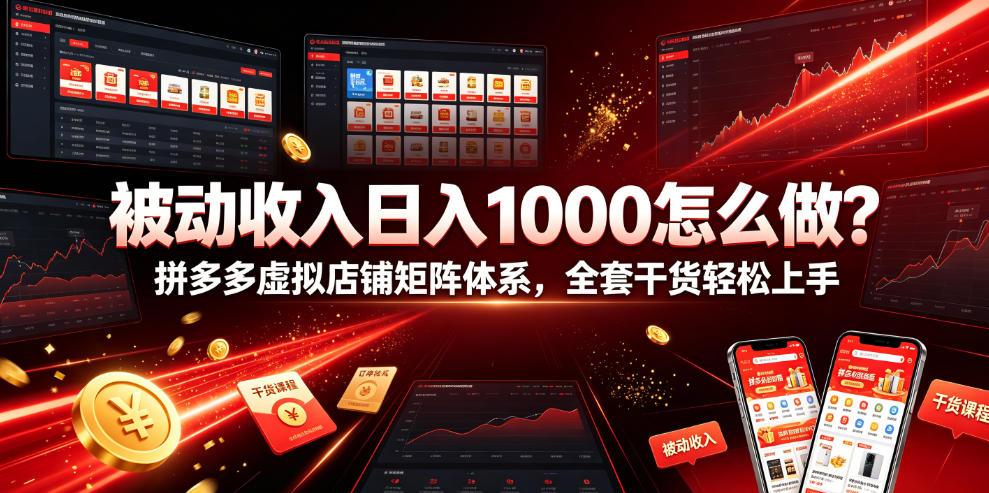 被动收入日入1000怎么做？拼多多虚拟店铺矩阵体系，全套干货轻松上手【揭秘】-钱途社