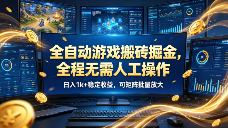 全自动游戏搬砖掘金，全程无需人工操作，日入1k+稳定收益，可矩阵批量放大【揭秘】-钱途社