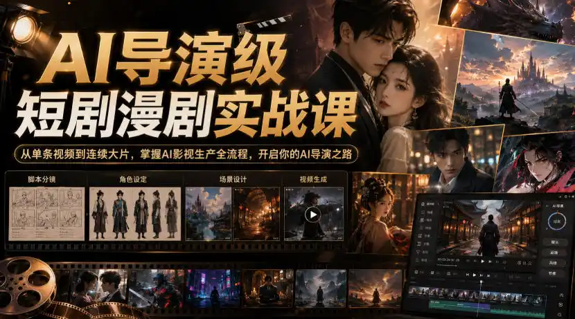 AI导演级短剧漫剧实战课，从单条视频到连续大片，掌握AI影视生产全流程，开启你的AI导演之路!-钱途社
