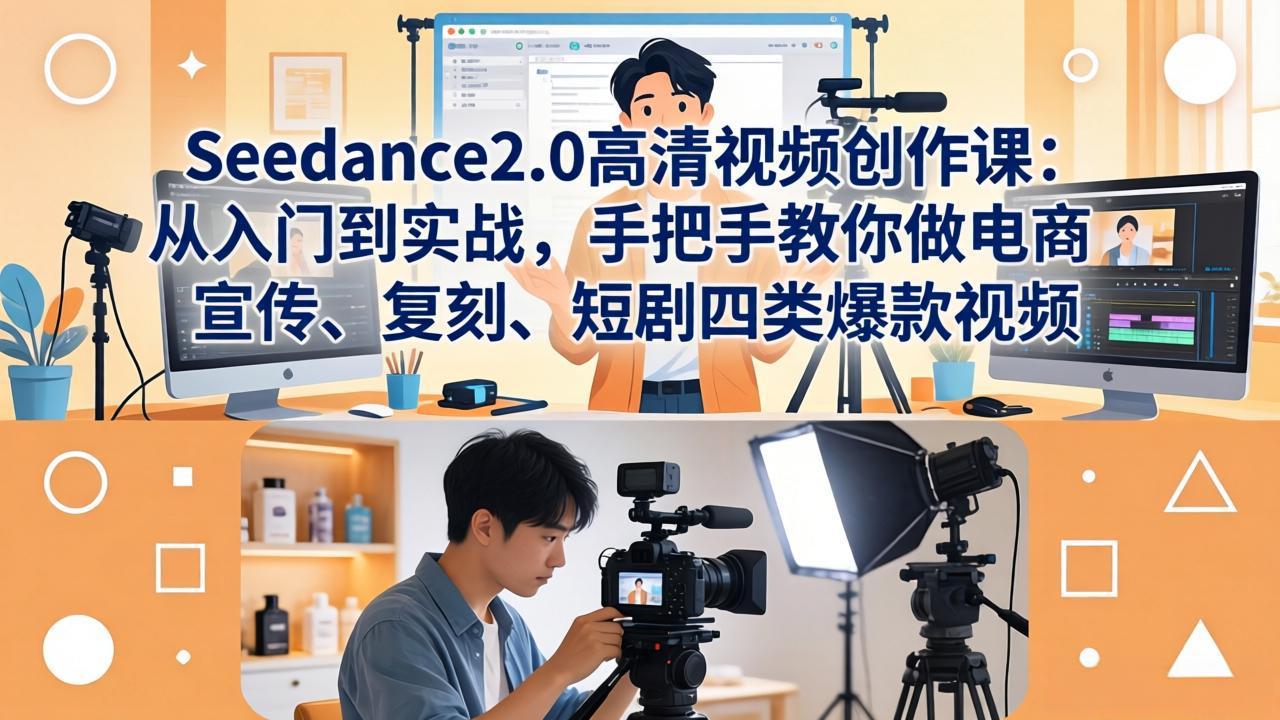 Seedance2.0高清视频创作课：从入门到实战，手把手教你做电商、宣传、复刻、短剧四类爆款视频-钱途社