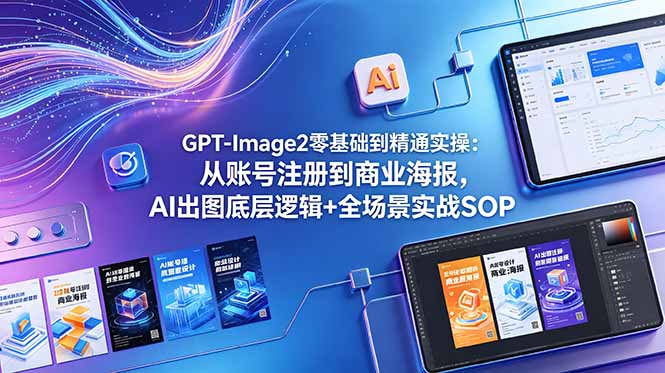 GPT-Image2零基础到精通实操：从账号注册到商业海报，AI出图底层逻辑+全场景实战SOP-钱途社
