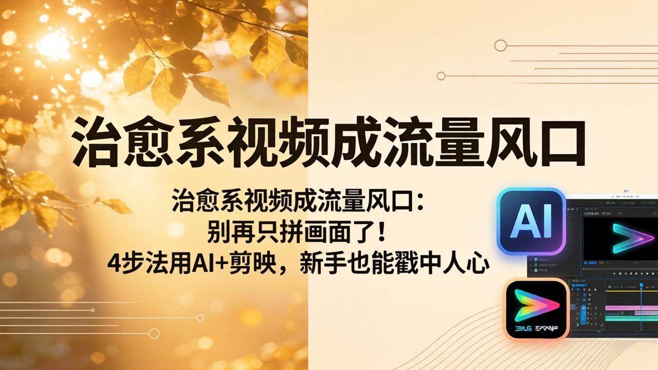 （18219期）治愈系视频成流量风口：别再只拼画面了！4步法用AI+剪映，新手也能戳中人心-钱途社