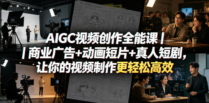 AIGC视频创作全能课｜商业广告+动画短片+真人短剧，让你的视频制作更轻松高效-钱途社