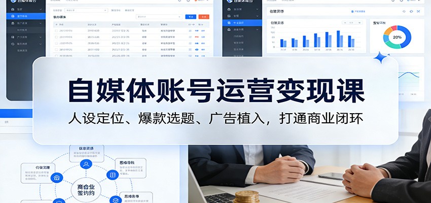 自媒体账号运营变现课：人设定位、爆款选题、广告植入，打通商业闭环-钱途社