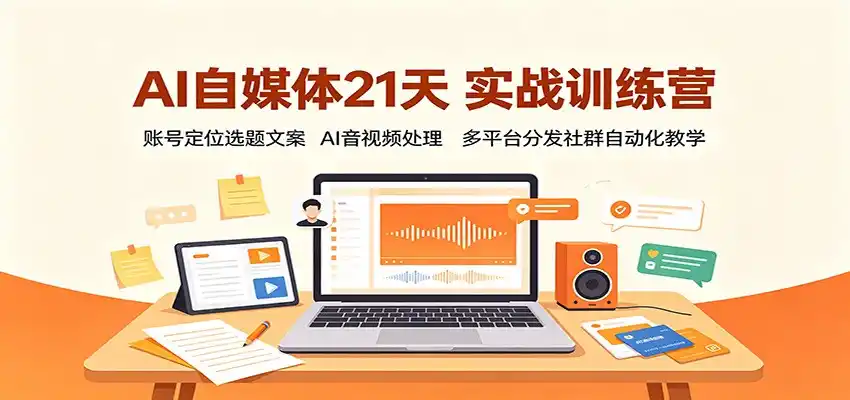 AI自媒体21天实战训练营：账号定位选题文案，AI音视频处理，多平台分发社群自动化教学-钱途社