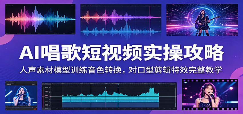 AI唱歌短视频实操攻略：人声素材模型训练音色转换，对口型剪辑特效完整教学-钱途社