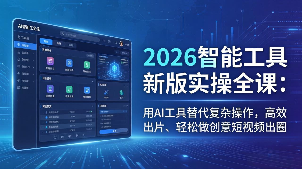 2026智能工具新版实操全课：用AI工具替代复杂操作，高效出片、轻松做创意短视频出圈-钱途社