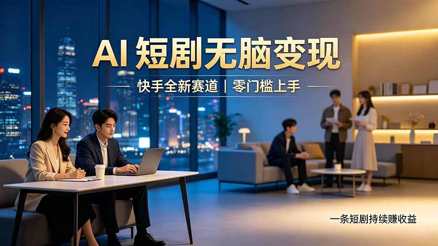 别乱找副业了，快手 AI 短剧零门槛长久被动增收-钱途社