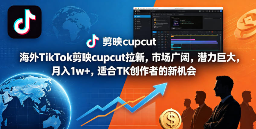 海外TikTok剪映cupcut拉新，市场广阔，潜力巨大，月入1w+，适合TK创作者的新机会-钱途社