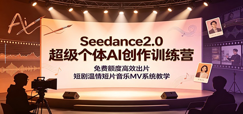 Seedance2.0超级个体AI创作训练营：免费额度高效出片，短剧温情短片音乐MV系统教学-钱途社