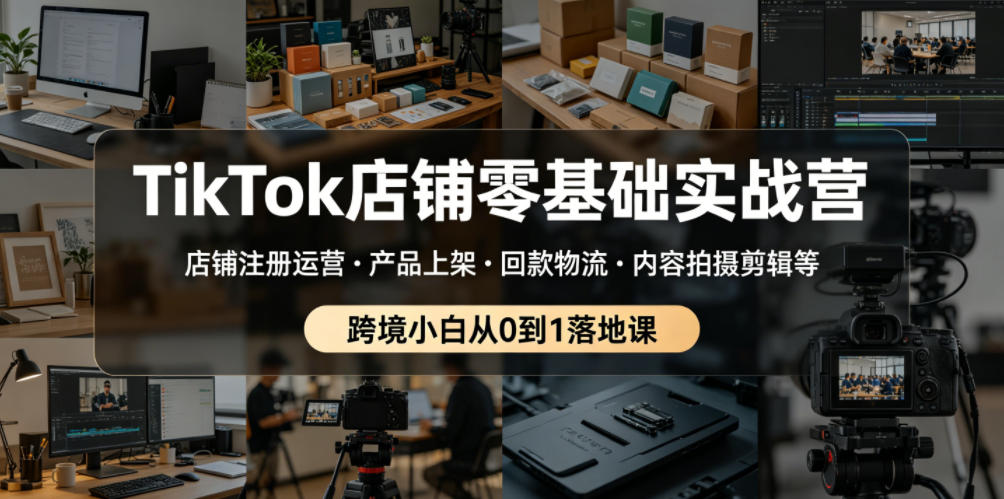 TikTok店铺零基础实战营，店铺注册运营・产品上架・回款物流・内容拍摄剪辑等 ，跨境小白从0到1落地课-钱途社