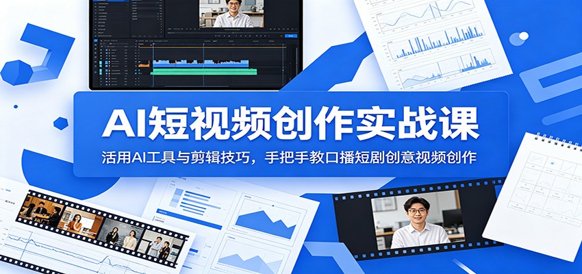 AI短视频创作实战课：活用AI工具与剪辑技巧，手把手教口播短剧创意视频创作-钱途社