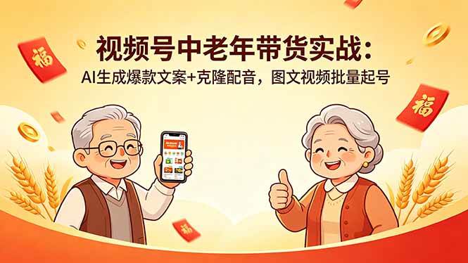 （18396期）视频号中老年带货实战：AI生成爆款文案+克隆配音，图文视频批量起号-钱途社