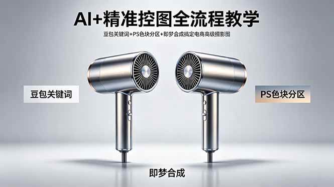 （18331期）AI+精准控图全流程教学 豆包关键词+PS色块分区+即梦合成搞定电商高级摄影图-钱途社