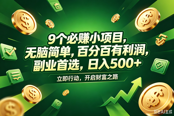 （18562期）9个必赚钱的小项目，百分百赚米，无脑简单，副业首选，日入398+-钱途社