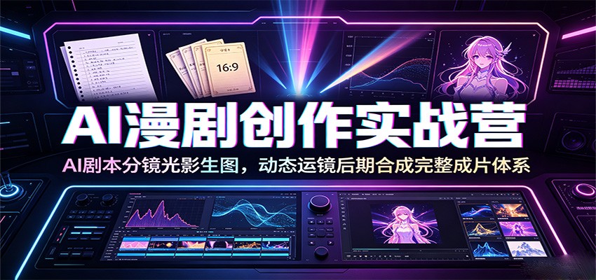 AI漫剧创作实战营：AI剧本分镜光影生图，动态运镜后期合成完整成片体系-钱途社