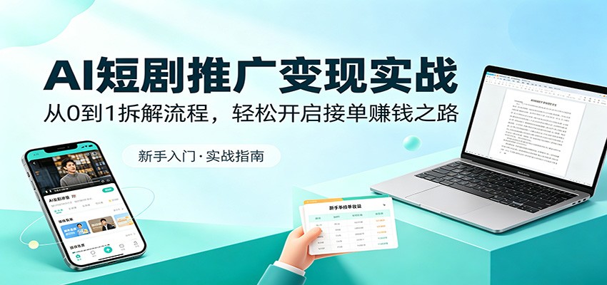 AI短剧推广变现实战：从0到1拆解流程，轻松开启接单赚钱之路-钱途社