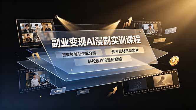 副业变现AI漫剧实训课程，智能体辅助生成分镜，参考素材批量出片，轻松制作流量短视频-钱途社