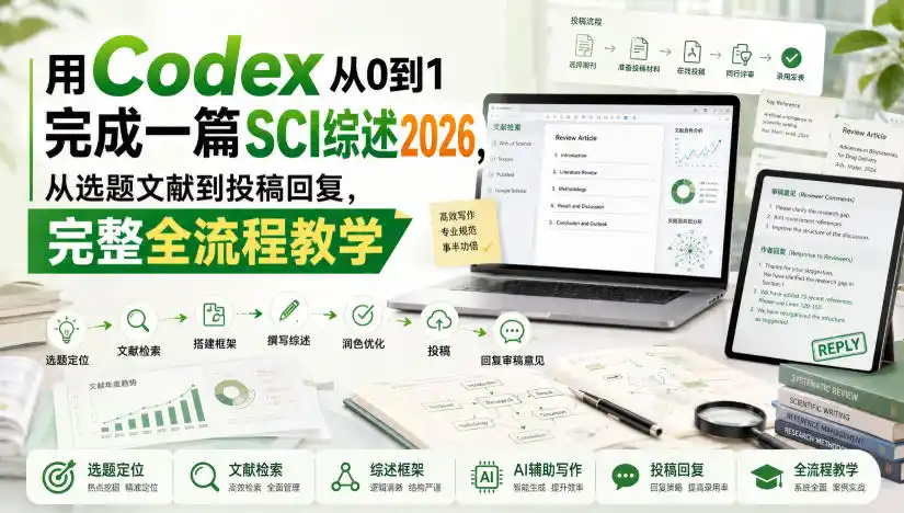 用Codex从0到1完成一篇SCI综述2026，从选题文献到投稿回复，完整全流程教学-钱途社