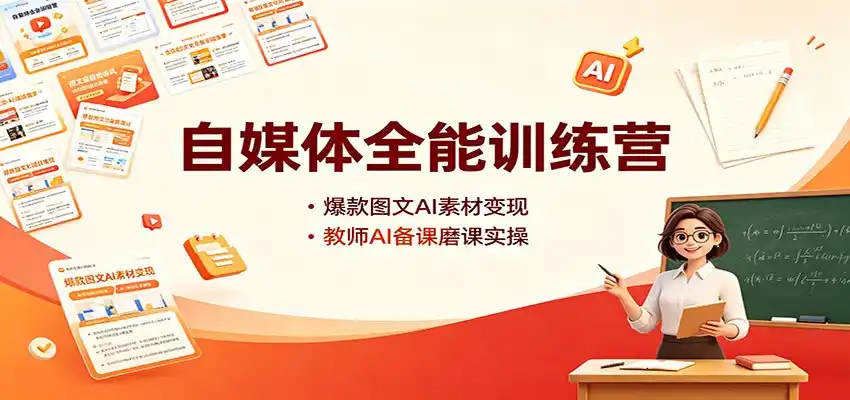 自媒体全能训练营：爆款图文AI素材变现，教师AI备课磨课实操-钱途社