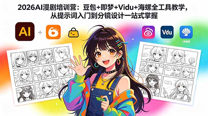 2026AI漫剧培训营：豆包+即梦+Vidu+海螺全工具教学，从提示词入门到分镜设计一站式掌握-钱途社
