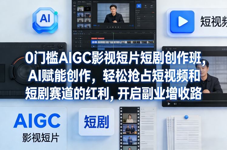 0门槛AIGC影视短片短剧创作班,AI赋能创作,轻松抢占短视频和短剧赛道的红利,开启副业增收路-钱途社