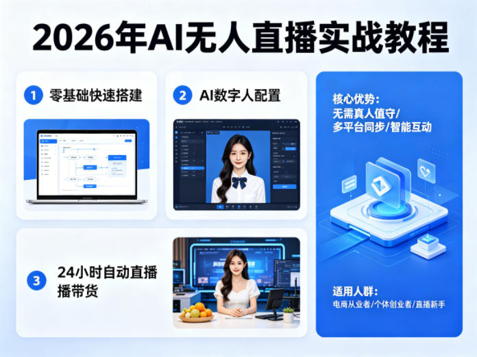 2026年AI无人直播实战教程，零基础也能快速搭建AI数字人无人直播间，实现24小时自动直播带货-钱途社