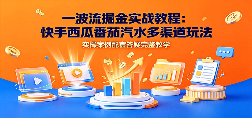 一波流掘金实战教程：快手西瓜番茄汽水多渠道玩法，实操案例配套答疑完整教学-钱途社