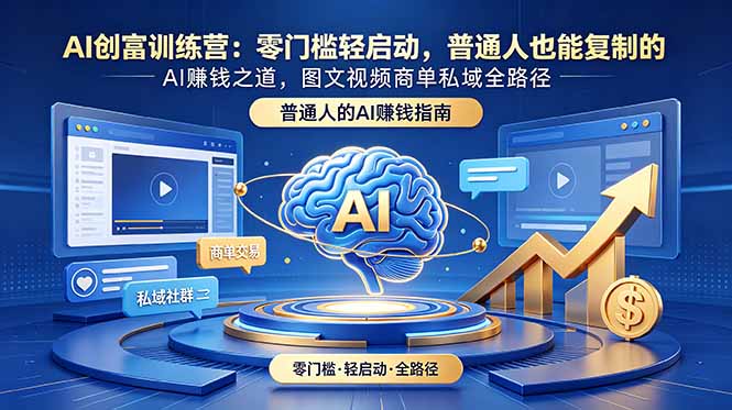 AI创富训练营：零门槛轻启动，普通人也能复制的AI赚钱之道，图文视频商单私域全路径-钱途社