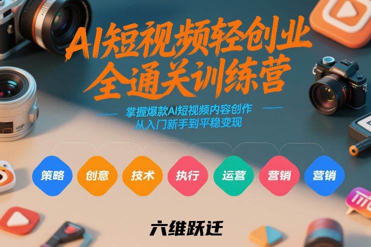 AI短视频轻创业全通关训练营，掌握爆款AI短视频内容创作，从入门新手到平稳变现的六维跃迁-钱途社