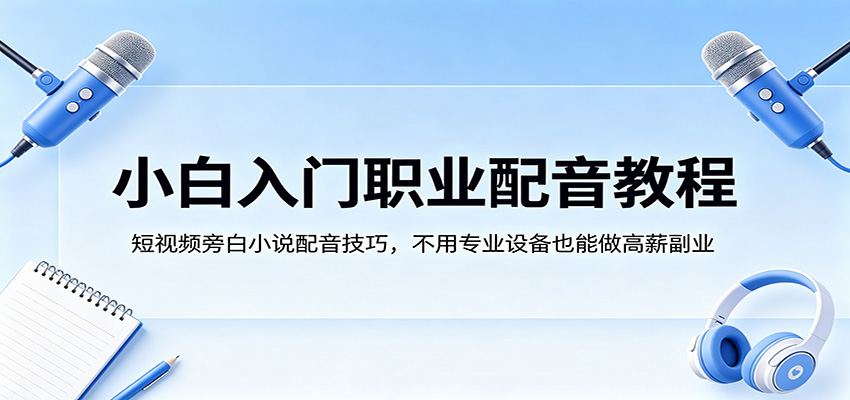 小白入门职业配音教程，短视频旁白小说配音技巧，不用专业设备也能做高薪副业-钱途社