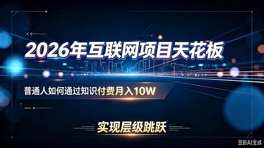 2026年互联网项目天花板：普通人如何通过知识付费月入10W，实现层级跳跃-钱途社