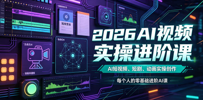 2026AI视频实操进阶课，AI短视频、短剧、动画实操创作，每个人的零基础进阶ai课-钱途社