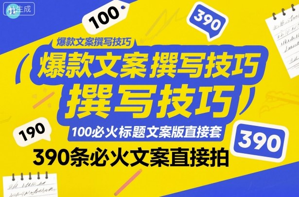 爆款文案撰写技巧，100个必火标题文案模版直接套，390条必火文案直接拍-钱途社