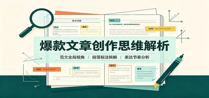 爆款文章创作思维解析：全局视角拆解范文，梳理行文逻辑，搭配真实拆文实操案例-钱途社
