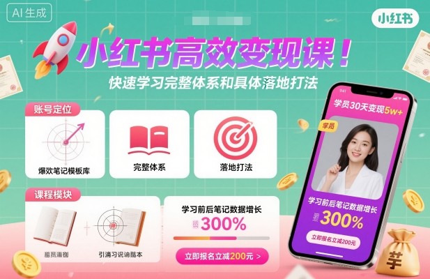 小红书高效变现课，快速学习小红书完整体系和具体落地打法-钱途社