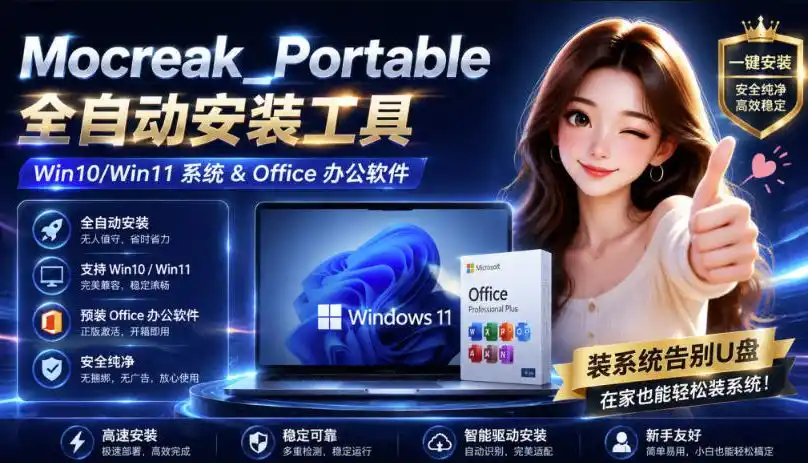 Mocreak全自动安装office和win10、win11系统，告别U盘装系统，使用安全可靠-钱途社