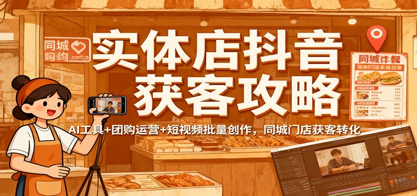 实体店抖音获客攻略：AI工具+团购运营+短视频批量创作，同城门店获客转化-钱途社