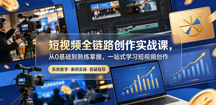 短视频全链路创作实战课,从0基础到熟练掌握,一站式学习短视频创作-钱途社