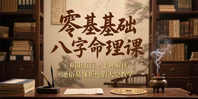 （15283期）零基础八字命理课，阴阳五行+十神解读，通俗易懂拒绝假大空教学-钱途社