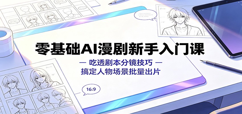 零基础AI漫剧新手入门课：吃透剧本分镜技巧，搞定人物场景批量出片-钱途社