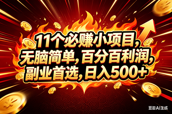 （18245期）11个必赚钱的小项目，百分百赚米，无脑简单，副业首选，日入300+-钱途社