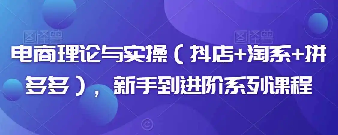 电商理论与实操（抖店+淘系+拼多多），新手到进阶系列课程-钱途社