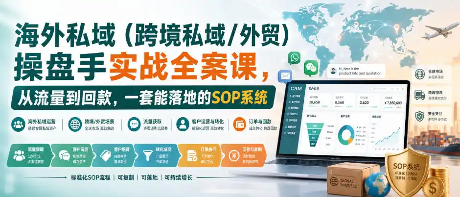 海外私域(跨境私域/外贸)操盘手实战全案课，从流量到回款，一套能落地的SOP系统-钱途社